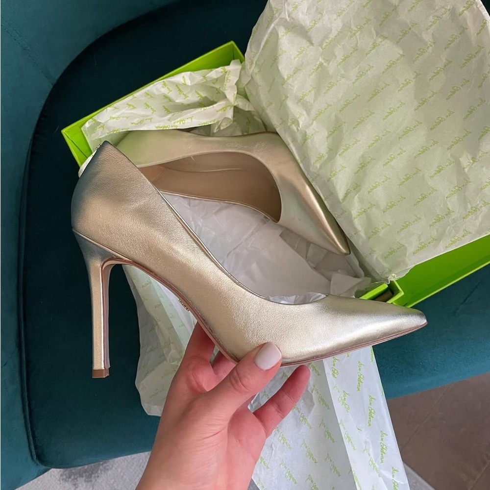 Sam Edelman Hazel Metallic Gold Heels